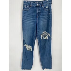 American Eagle Jeans Women’s 10 X-Long Mom Straight Distressed Retro High Rise